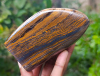 Polished Golden River Tigers Eye Standing Free Forms x 3 From Prieska, South Africa - Toprock Gemstones and Minerals 