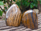 Polished Golden River Tigers Eye Standing Free Forms x 3 From Prieska, South Africa - Toprock Gemstones and Minerals 