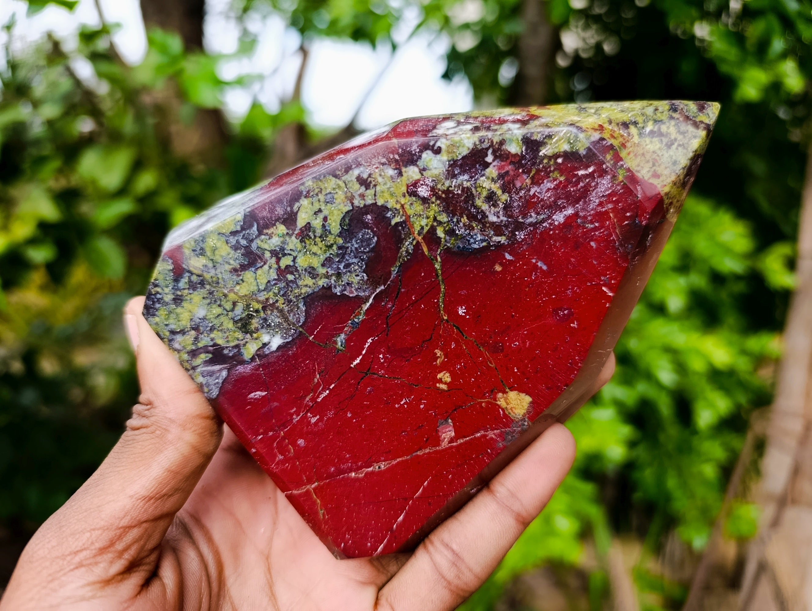 Polished Bastite Dragons Blood Stone Points x 2 From Tshipise, South Africa - Toprock Gemstones and Minerals 