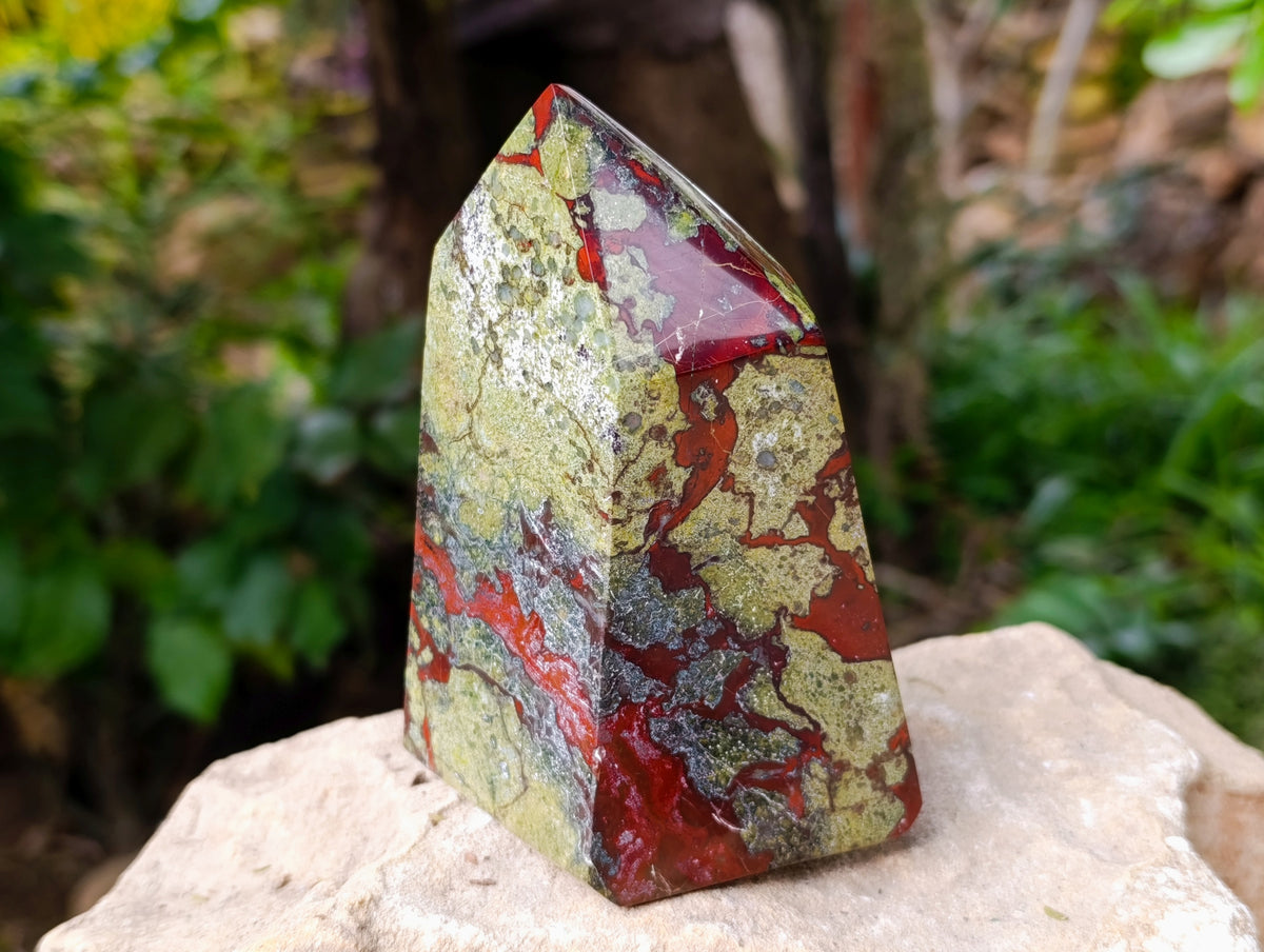 Polished Bastite Dragons Blood Stone Points x 2 From Tshipise, South Africa - Toprock Gemstones and Minerals 