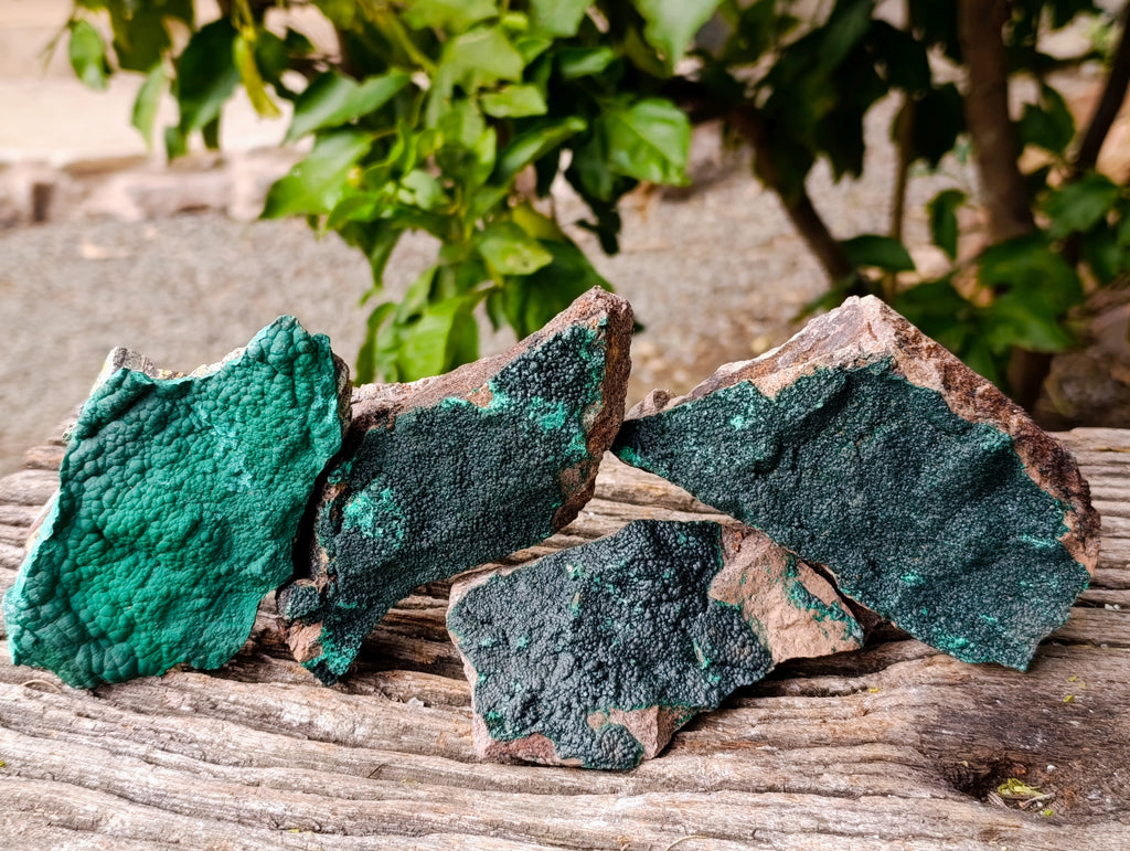 Natural Crystalline and Botryoidal Malachite Specimens x 4 From Tenke Fungurume, Congo - Toprock Gemstones and Minerals 