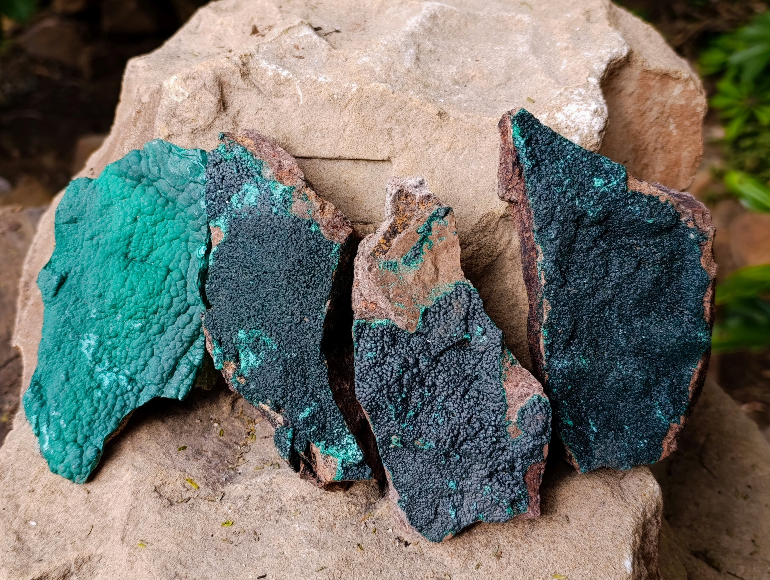 Natural Crystalline and Botryoidal Malachite Specimens x 4 From Tenke Fungurume, Congo - Toprock Gemstones and Minerals 