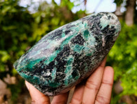 Polished Emerald Mica In Matrix Standing Free Forms x 2 From Mutoko, Zimbabwe - Toprock Gemstones and Minerals 