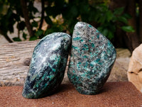 Polished Emerald Mica In Matrix Standing Free Forms x 2 From Mutoko, Zimbabwe - Toprock Gemstones and Minerals 