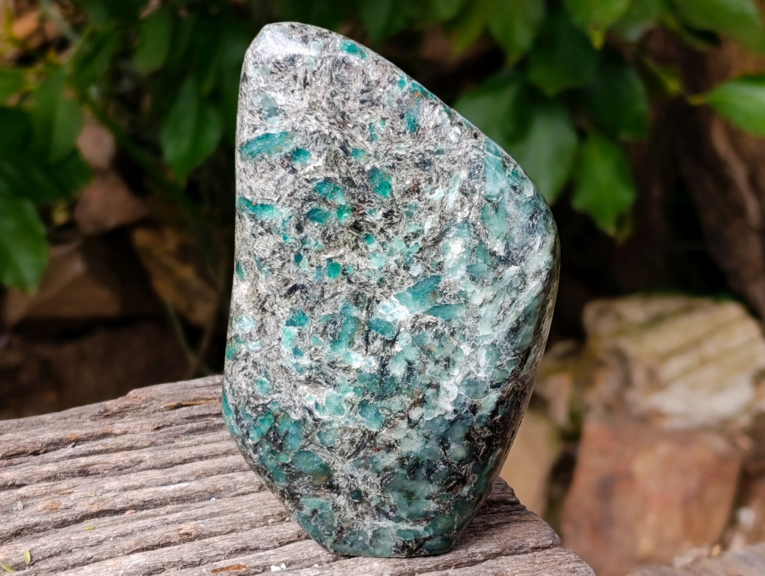 Polished Emerald Mica In Matrix Standing Free Forms x 2 From Mutoko, Zimbabwe - Toprock Gemstones and Minerals 