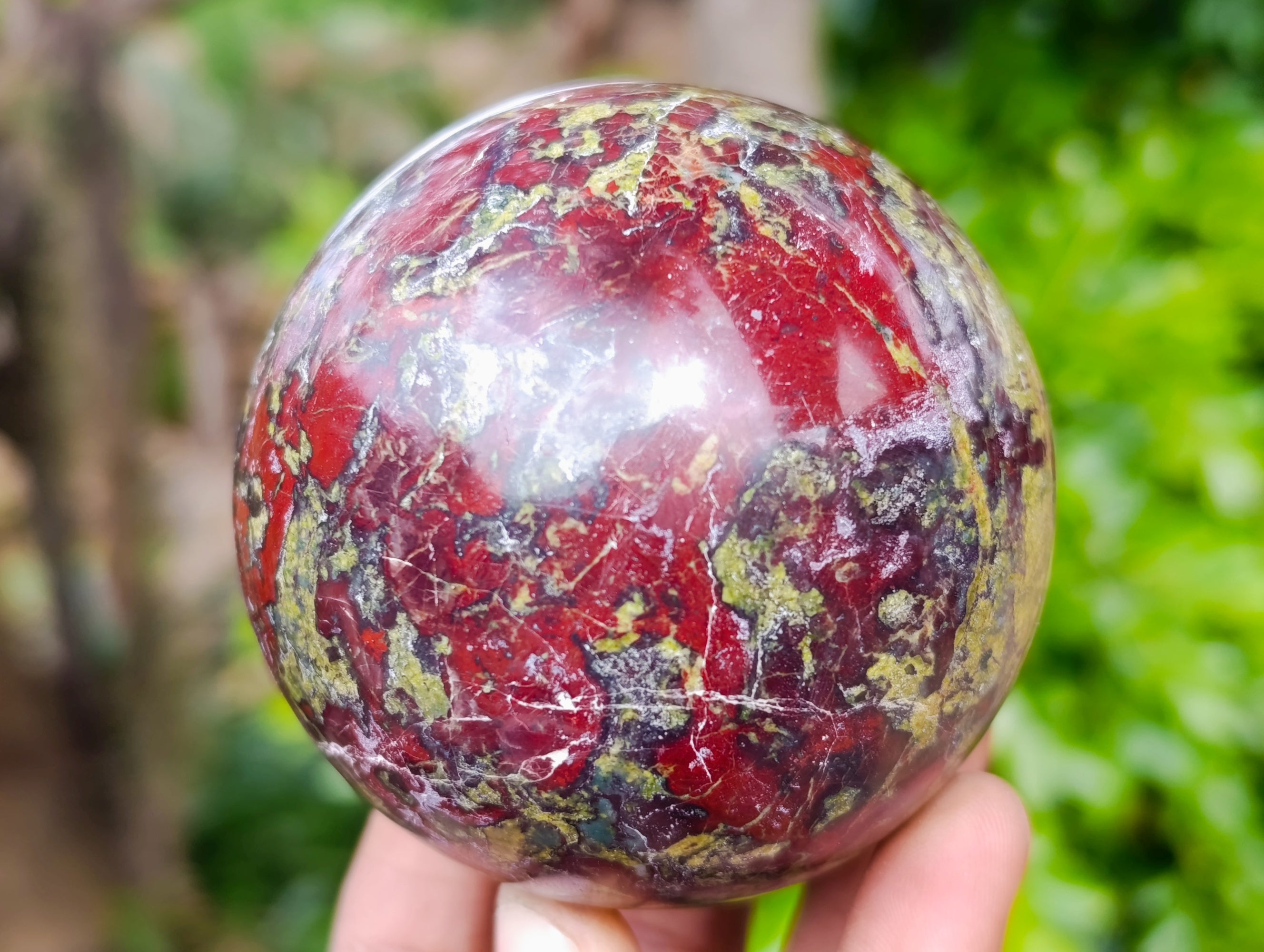 Polished Bastite Dragons Blood Stone Sphere-Ball x 3 From Tshipise, South Africa - Toprock Gemstones and Minerals 