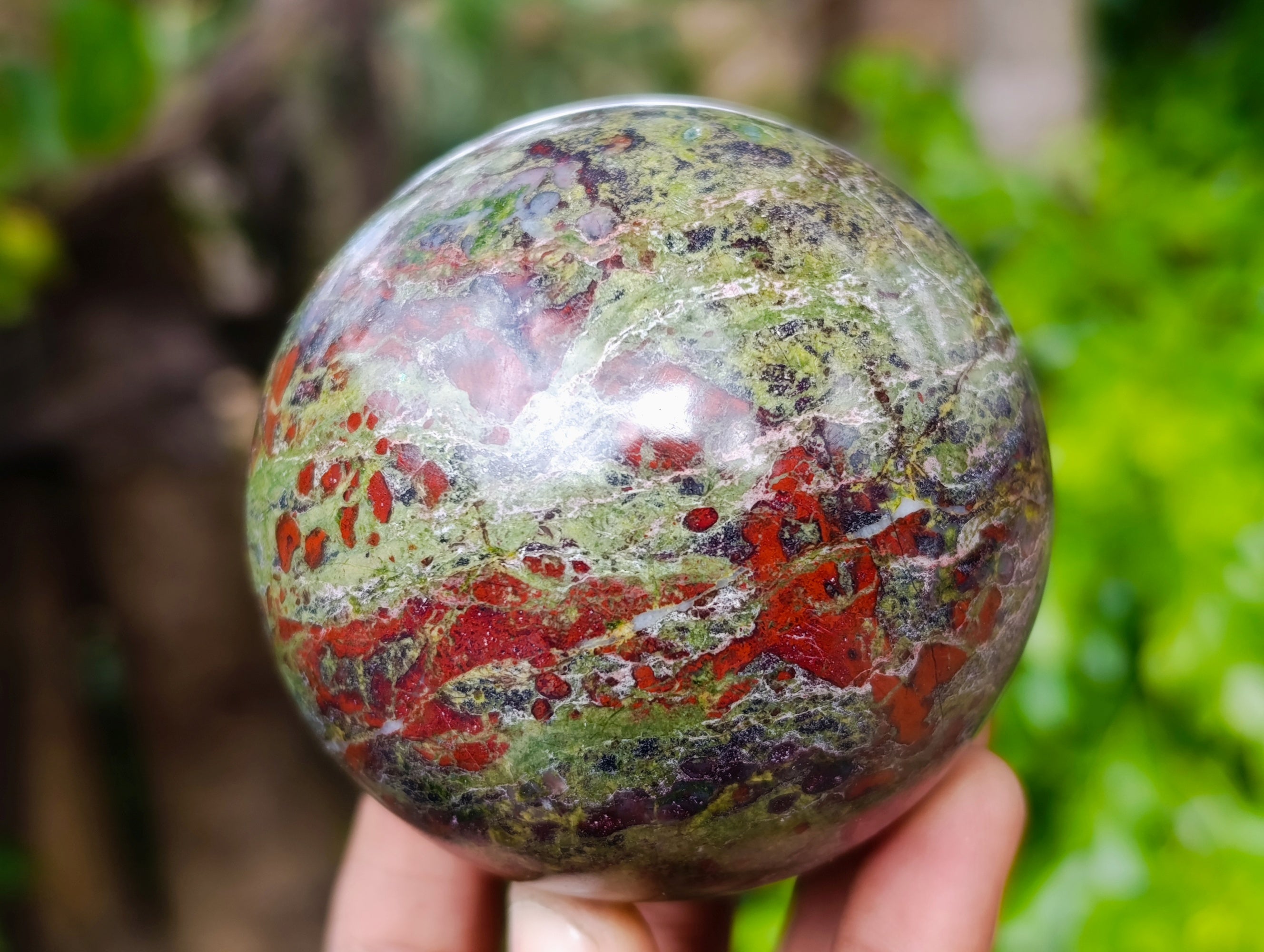 Polished Bastite Dragons Blood Stone Sphere-Ball x 3 From Tshipise, South Africa - Toprock Gemstones and Minerals 