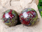 Polished Bastite Dragons Blood Stone Sphere-Ball x 3 From Tshipise, South Africa - Toprock Gemstones and Minerals 