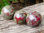 Polished Bastite Dragons Blood Stone Sphere-Ball x 3 From Tshipise, South Africa - Toprock Gemstones and Minerals 