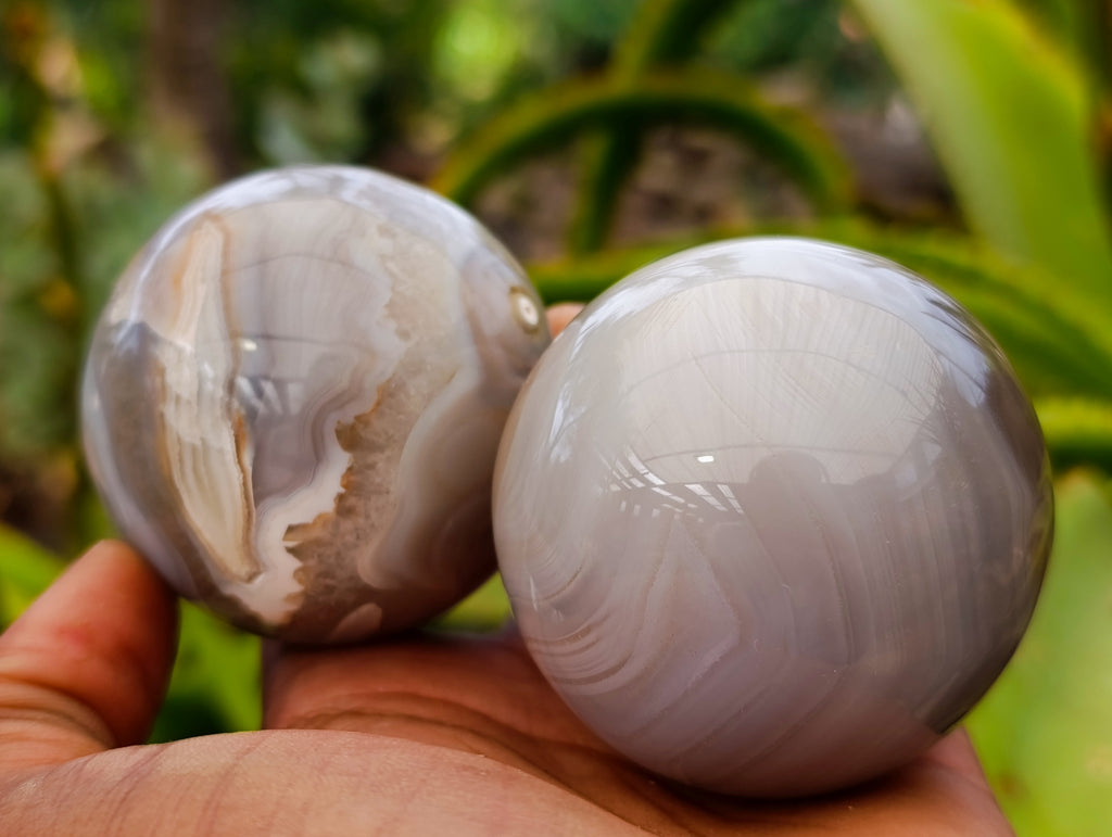Polished Banded Agate Spheres x 4 From Madagascar - Toprock Gemstones and Minerals 
