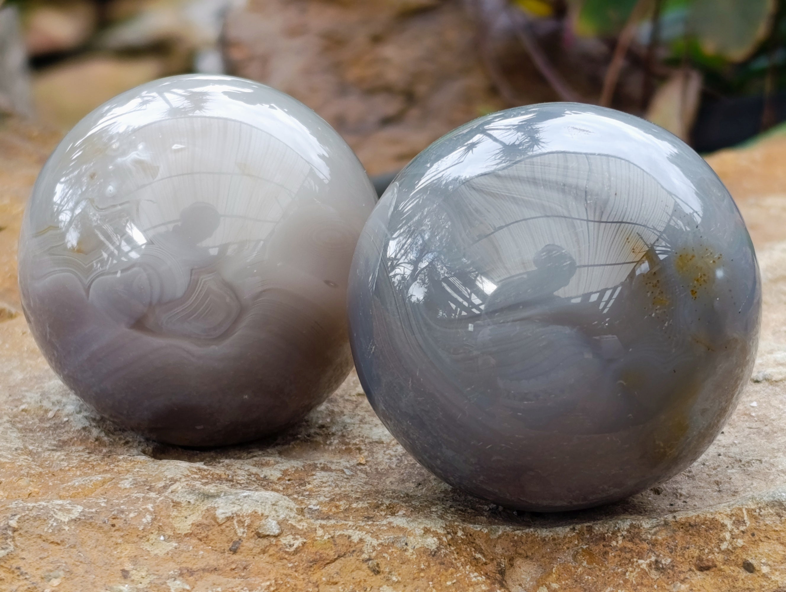 Polished Banded Agate Spheres x 4 From Madagascar - Toprock Gemstones and Minerals 