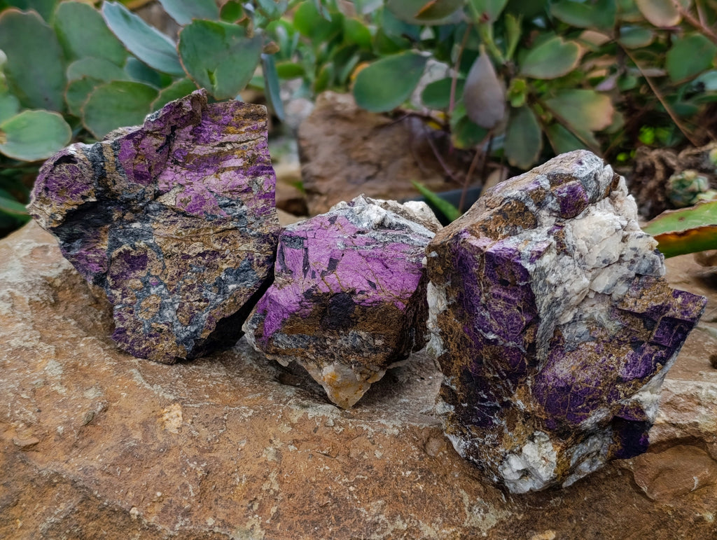 Natural Metallic Purpurite Cobbed Specimens x 3 From Erongo, Namibia - Toprock Gemstones and Minerals 