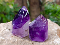 Polished Window Amethyst Quartz Points x 6 From Akansobe, Madagascar - Toprock Gemstones and Minerals 