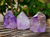 Polished Window Amethyst Quartz Points x 6 From Akansobe, Madagascar - Toprock Gemstones and Minerals 