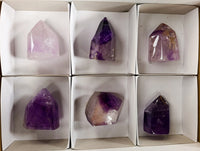 Polished Window Amethyst Quartz Points x 6 From Akansobe, Madagascar - Toprock Gemstones and Minerals 