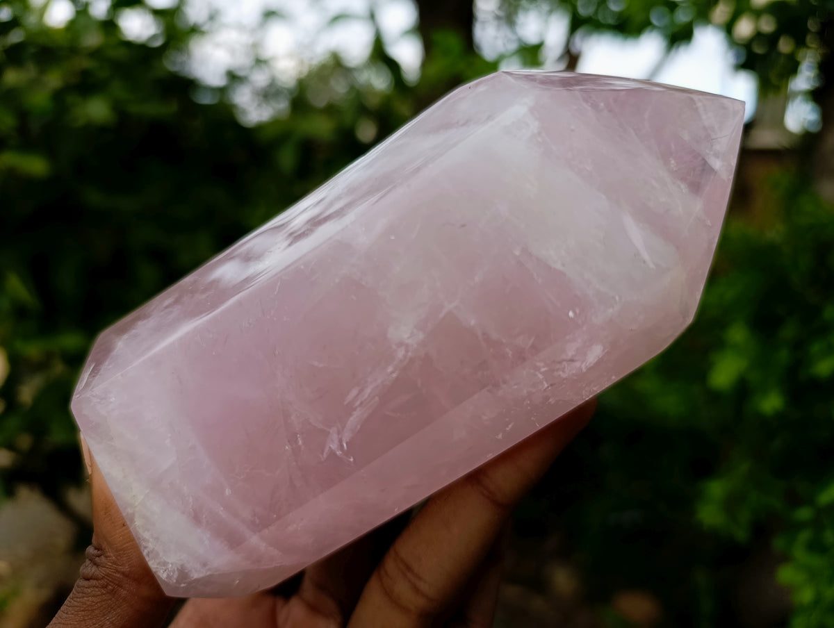 Polished Rose Quartz Crystal Points x 3 From Ambatondrazaka, Madagascar - Toprock Gemstones and Minerals 