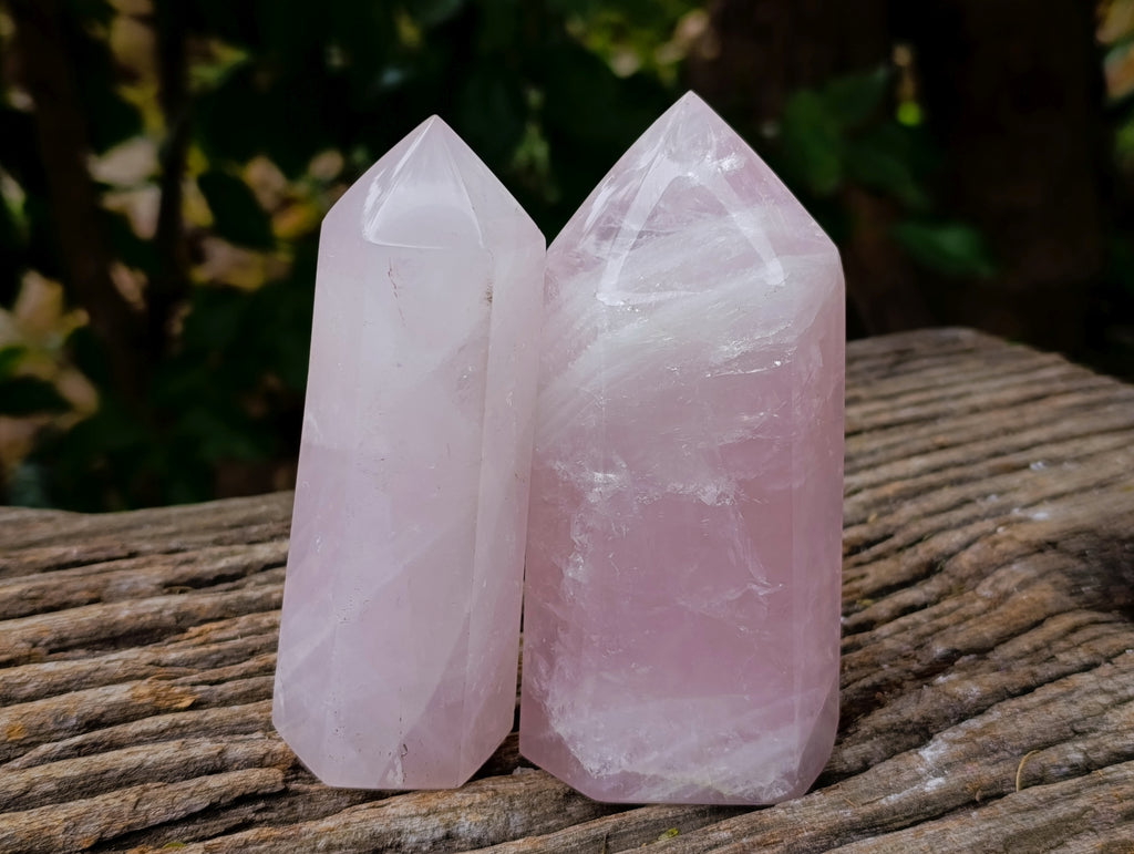 Polished Rose Quartz Crystal Points x 3 From Ambatondrazaka, Madagascar - Toprock Gemstones and Minerals 