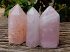 Polished Rose Quartz Crystal Points x 3 From Ambatondrazaka, Madagascar - Toprock Gemstones and Minerals 