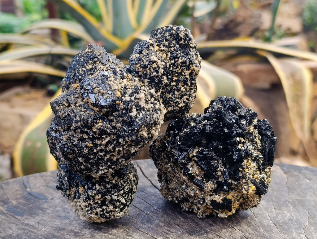 Natural Schorl Black Tourmaline Clusters x 2 From Erongo, Namibia - Toprock Gemstones and Minerals 