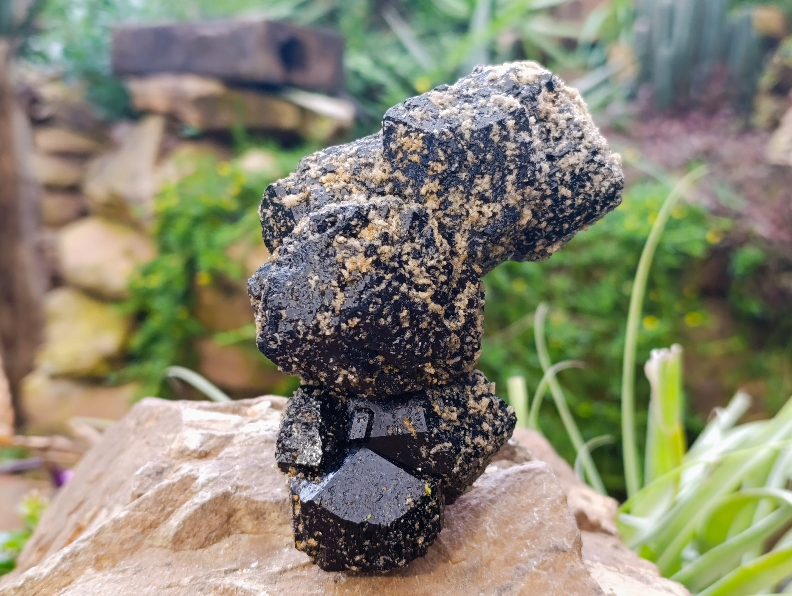 Natural Schorl Black Tourmaline Clusters x 2 From Erongo, Namibia - Toprock Gemstones and Minerals 