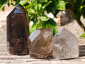 Polished Mixed Smokey Quartz & Chlorite "Moss "Inclusion Quartz Crystals x 3 from Madagascar - Toprock Gemstones and Minerals 