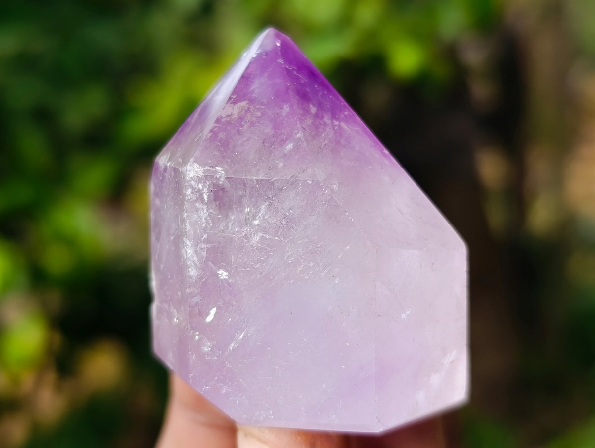 Polished Window Amethyst Quartz Points with an Enhydro Bubble x 6 From Akansobe, Madagascar - Toprock Gemstones and Minerals 