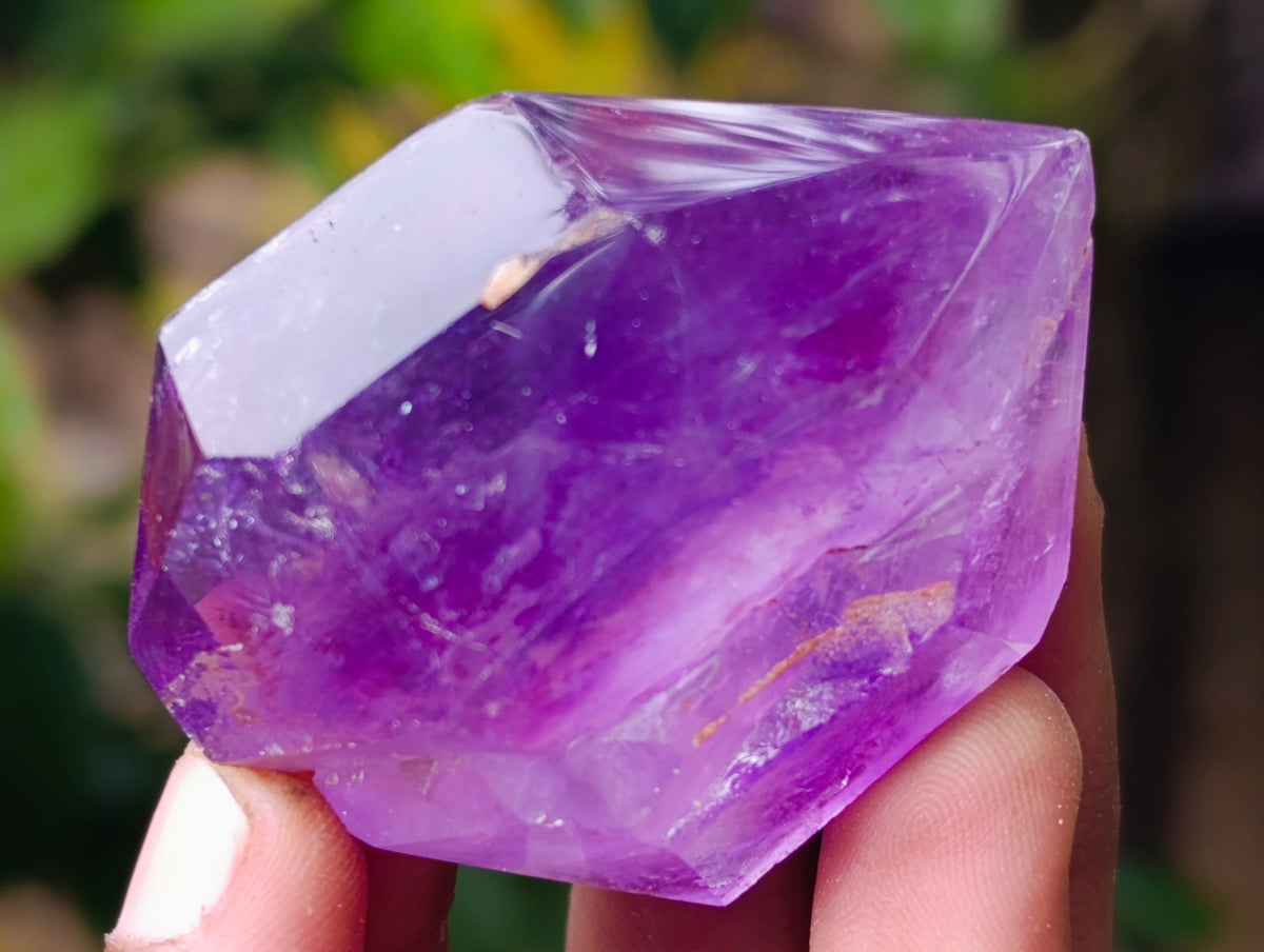 Polished Window Amethyst Quartz Points with an Enhydro Bubble x 6 From Akansobe, Madagascar - Toprock Gemstones and Minerals 