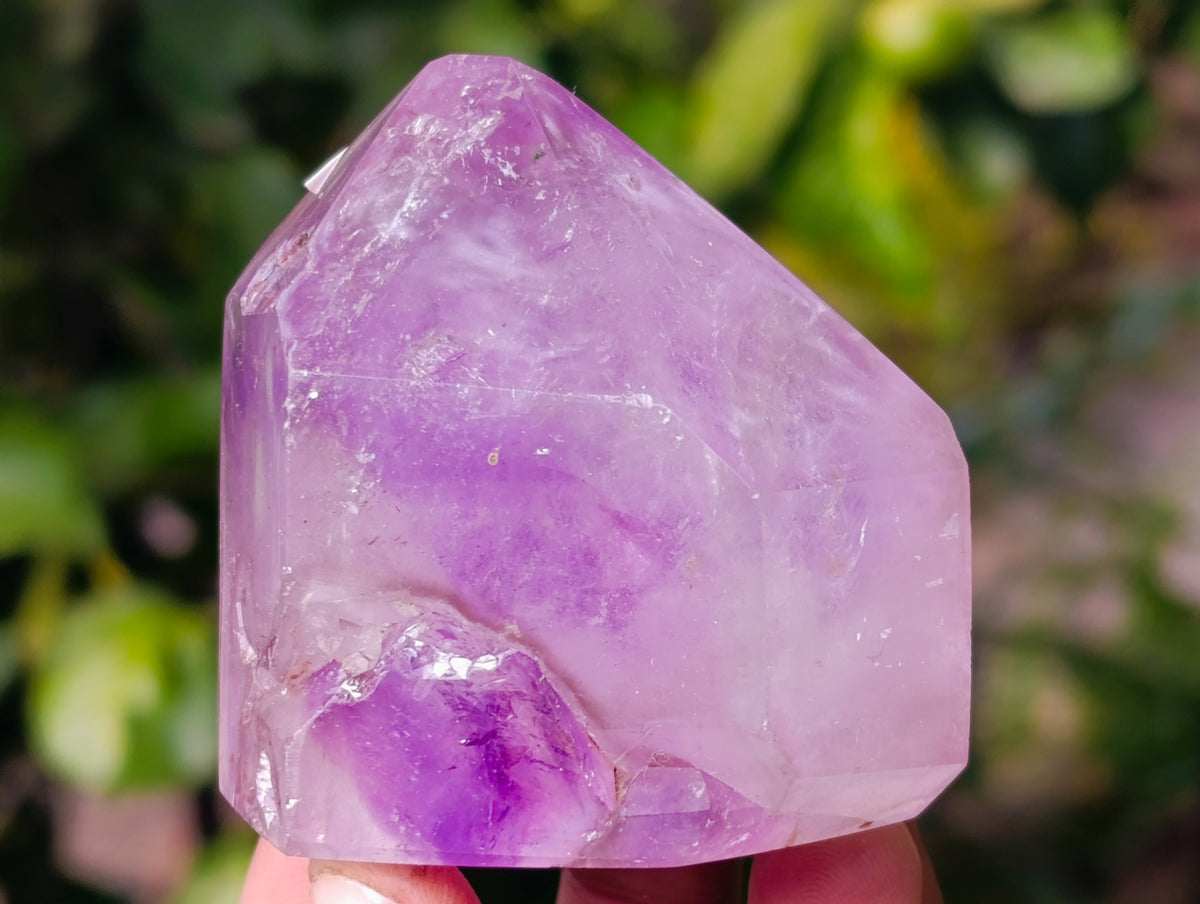 Polished Window Amethyst Quartz Points with an Enhydro Bubble x 6 From Akansobe, Madagascar - Toprock Gemstones and Minerals 