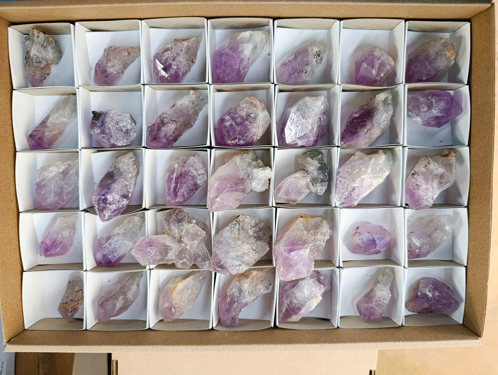 Natural Jacaranda Amethyst Single Quartz Crystals x 35 From Mumbwa, Zambia - Toprock Gemstones and Minerals 