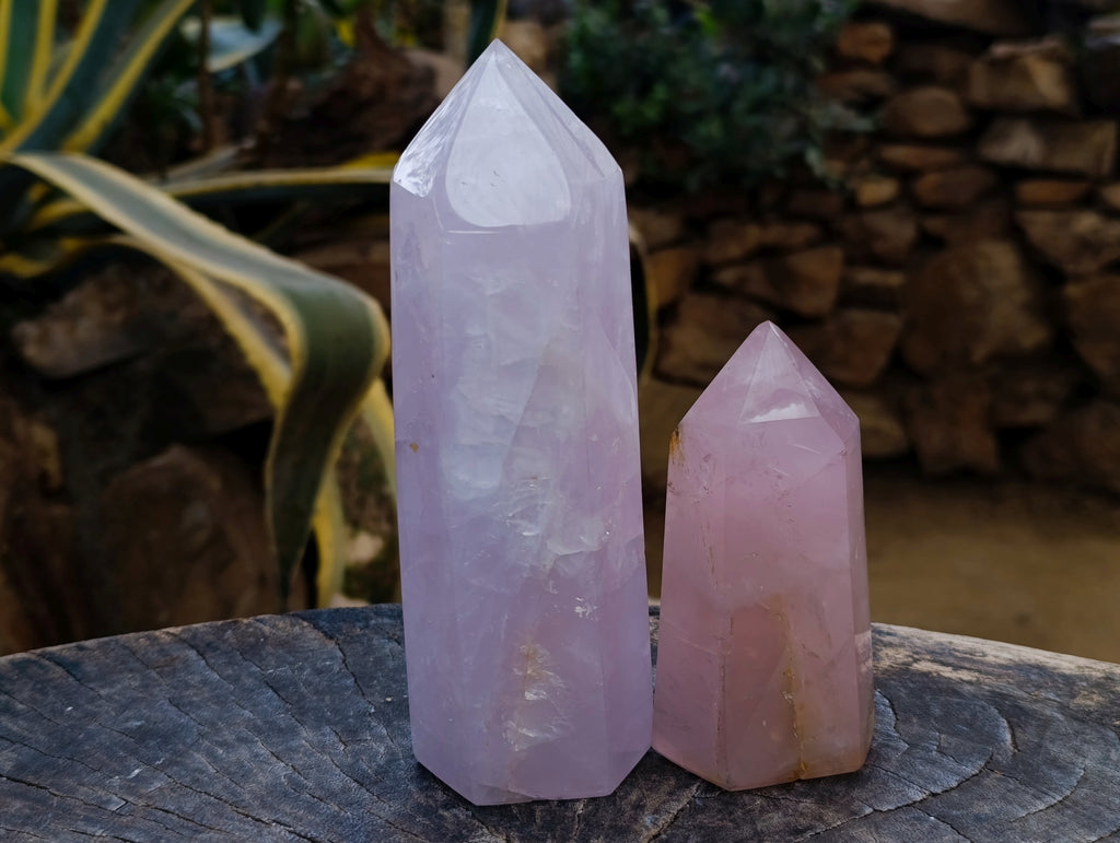 Polished Rose Quartz Crystal Points x 3 From Ambatondrazaka, Madagascar - Toprock Gemstones and Minerals 