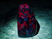 Polished Fluorescent Ruby Corundum In Chrome Verdite Standing Free Forms x 3 From Zimbabwe - Toprock Gemstones and Minerals 
