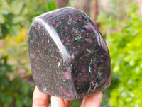 Polished Fluorescent Ruby Corundum In Chrome Verdite Standing Free Forms x 3 From Zimbabwe - Toprock Gemstones and Minerals 