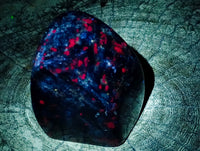 Polished Fluorescent Ruby Corundum In Chrome Verdite Standing Free Forms x 3 From Zimbabwe - Toprock Gemstones and Minerals 