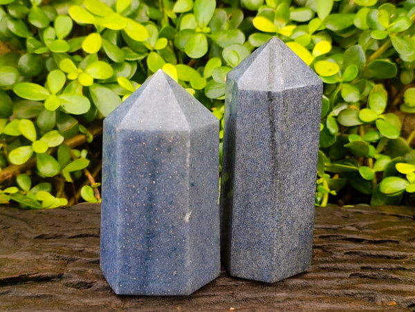 Polished Blue Lazulite Points x 2 From Madagascar