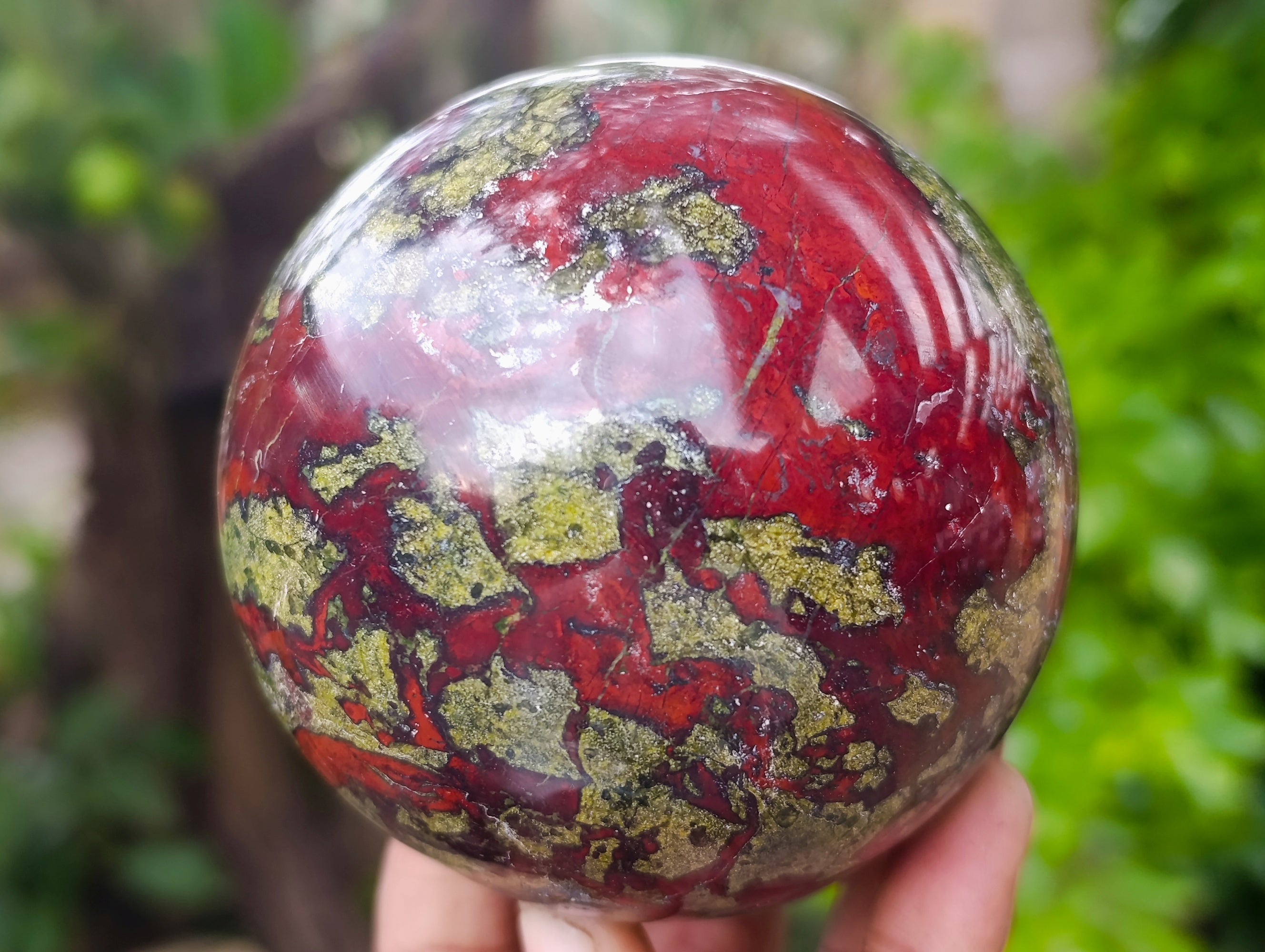 Polished Bastite Dragons Blood Stone Sphere-Ball x 2 From Tshipise, South Africa - Toprock Gemstones and Minerals 