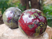 Polished Bastite Dragons Blood Stone Sphere-Ball x 2 From Tshipise, South Africa - Toprock Gemstones and Minerals 