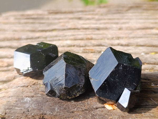 Natural Schorl Black Tourmaline Terminated Crystal Specimens with some Hyalite Opal x 35 From Erongo, Namibia - Toprock Gemstones and Minerals 