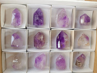 Polished Window Amethyst Quartz Points x 12 From Akansobe, Madagascar - Toprock Gemstones and Minerals 
