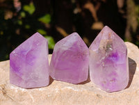 Polished Window Amethyst Quartz Points x 12 From Akansobe, Madagascar - Toprock Gemstones and Minerals 
