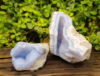 Natural Blue Lace Agate Geode Specimens x 2 From Nsanje, Malawi - Toprock Gemstones and Minerals 