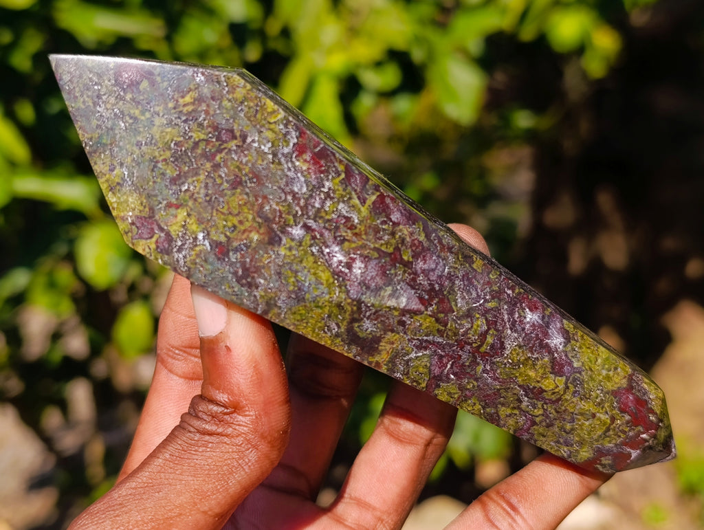 Polished Bastite Dragons Blood Stone Double Terminated Points x 5 From Tshipise, South Africa - Toprock Gemstones and Minerals 