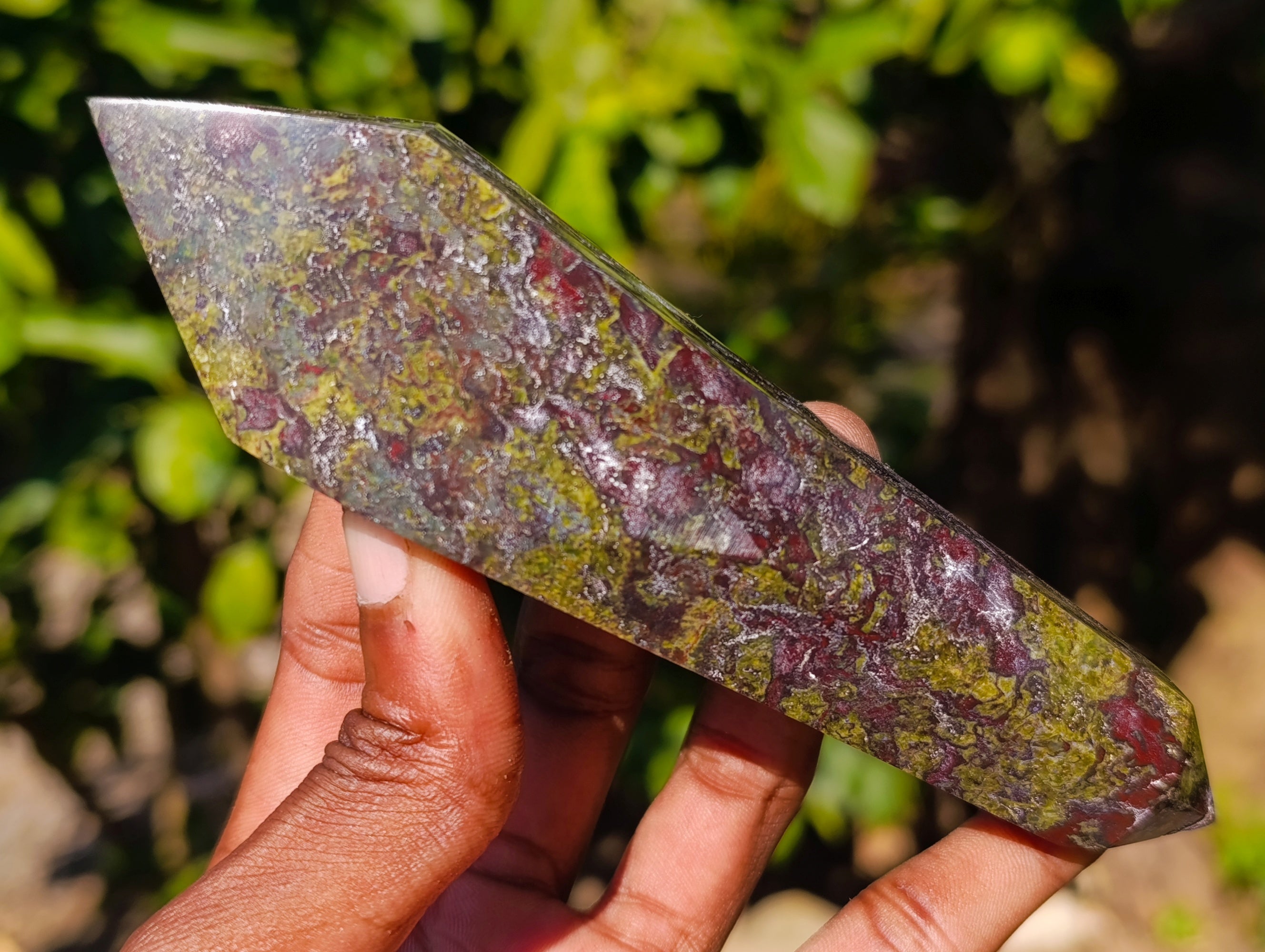 Polished Bastite Dragons Blood Stone Double Terminated Points x 5 From Tshipise, South Africa - Toprock Gemstones and Minerals 