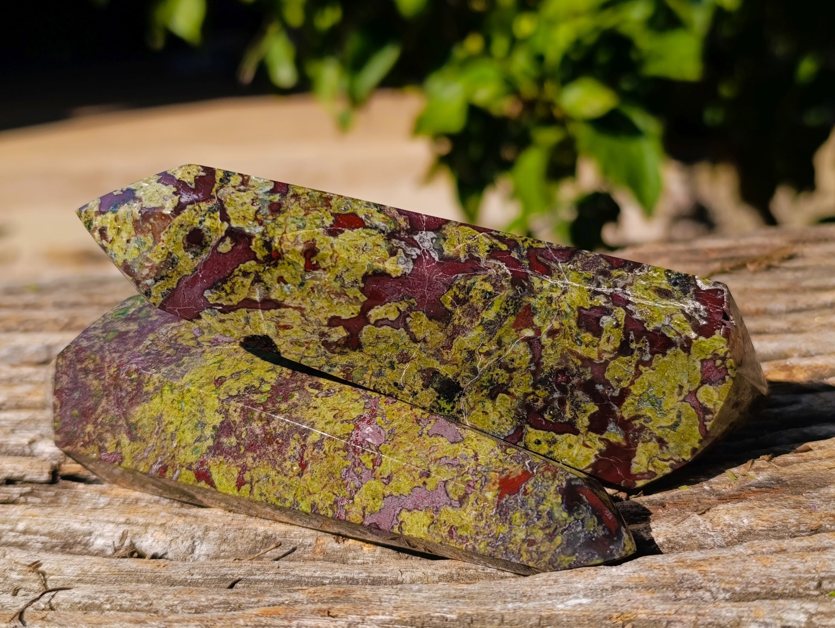 Polished Bastite Dragons Blood Stone Double Terminated Points x 5 From Tshipise, South Africa - Toprock Gemstones and Minerals 
