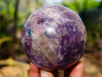 Polished Lepidolite with Pink Rubellite Spheres x 6 From Ambatondrazaka, Madagascar - Toprock Gemstones and Minerals 