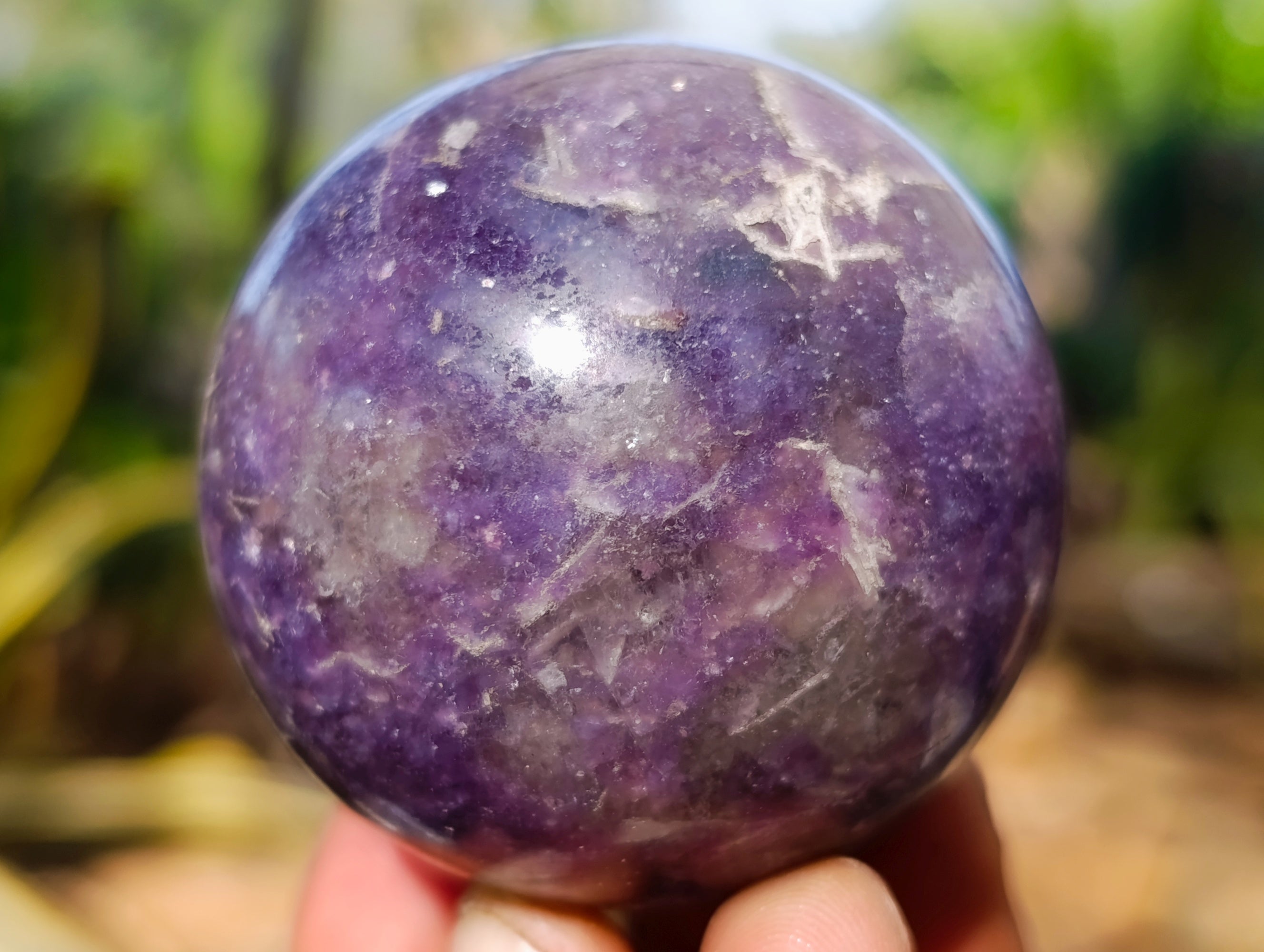 Polished Lepidolite with Pink Rubellite Spheres x 6 From Ambatondrazaka, Madagascar - Toprock Gemstones and Minerals 