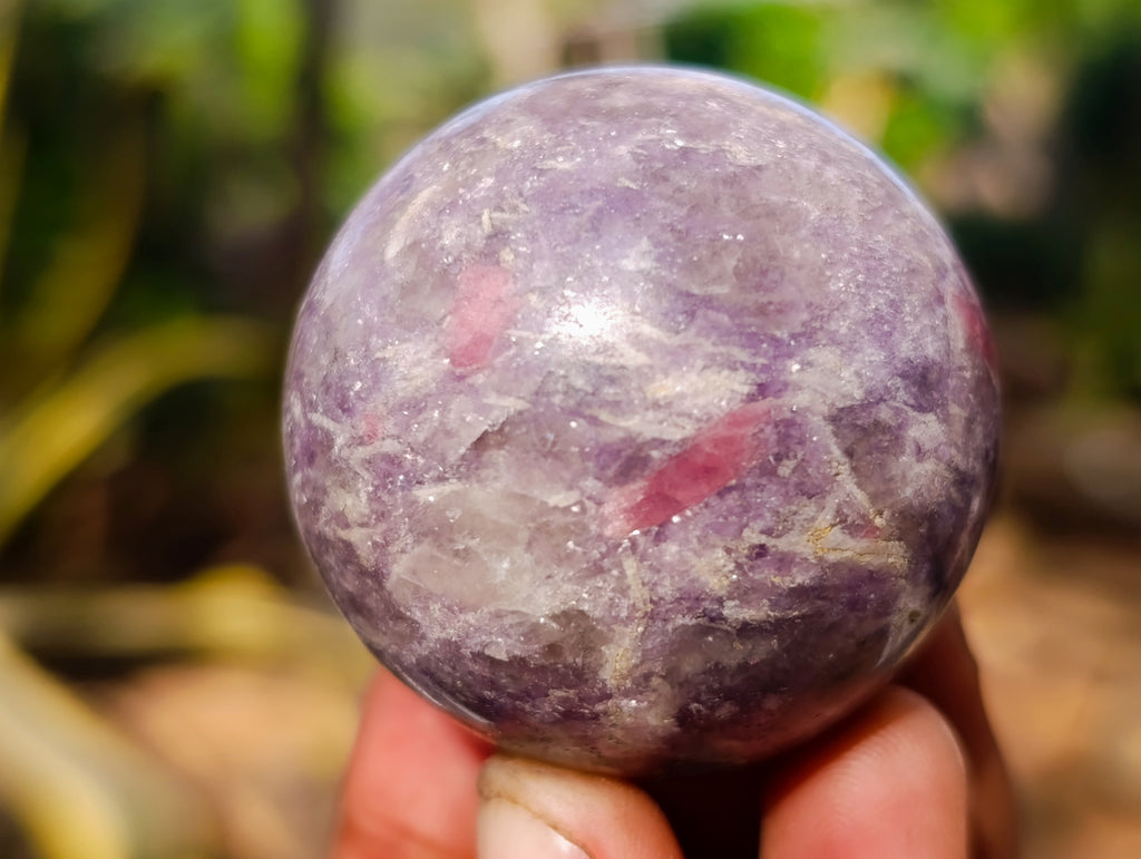Polished Lepidolite with Pink Rubellite Spheres x 6 From Ambatondrazaka, Madagascar - Toprock Gemstones and Minerals 