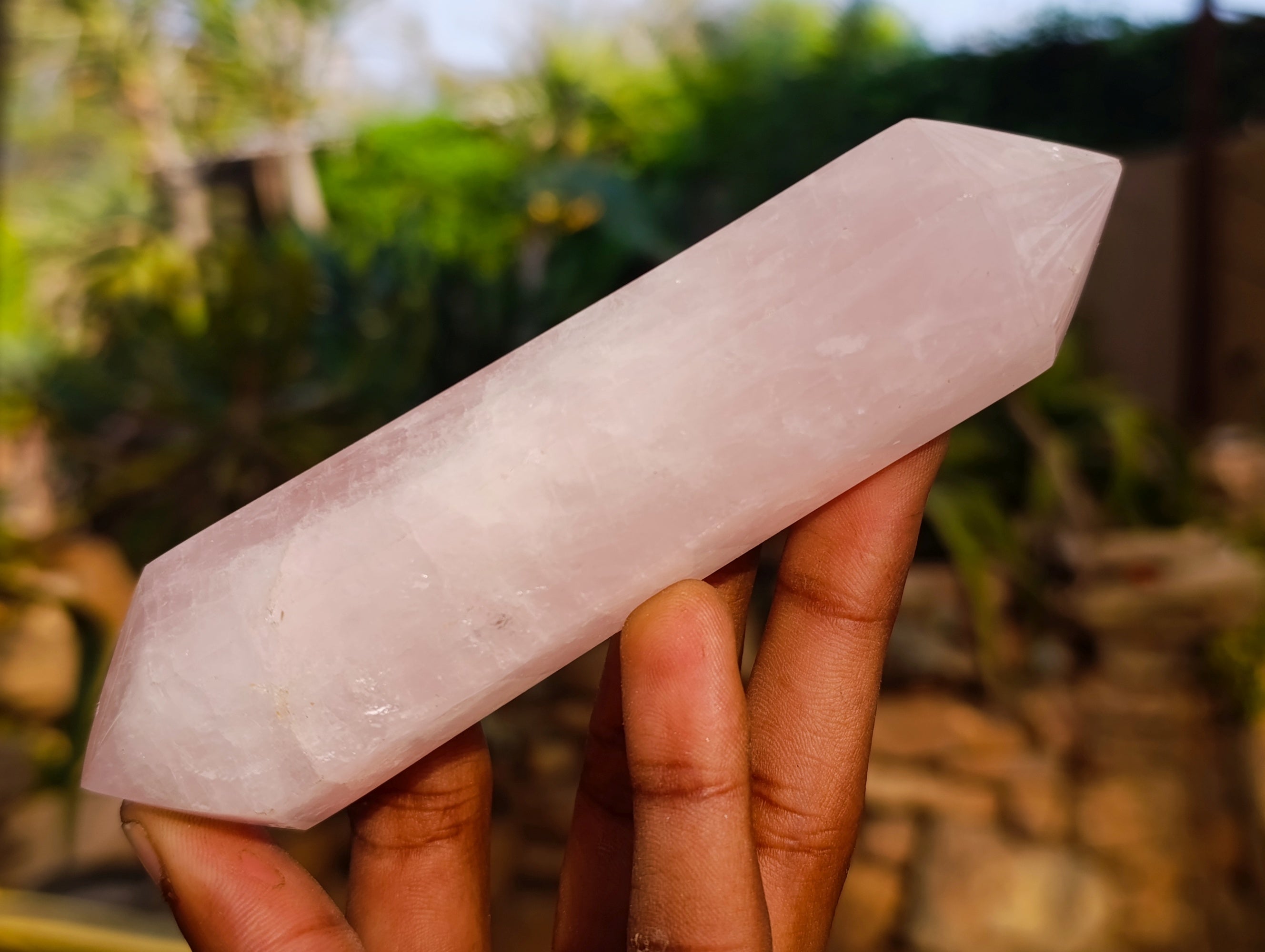 Polished Double Terminated Rose Quartz Points x 6 Ambatondrazaka, Madagascar - Toprock Gemstones and Minerals 