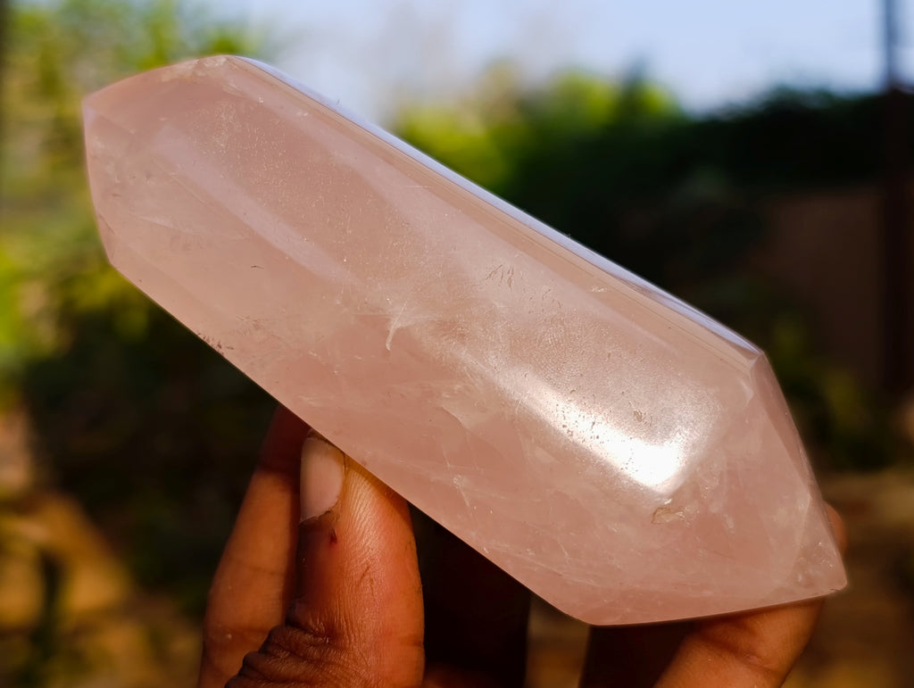 Polished Double Terminated Rose Quartz Points x 6 Ambatondrazaka, Madagascar - Toprock Gemstones and Minerals 