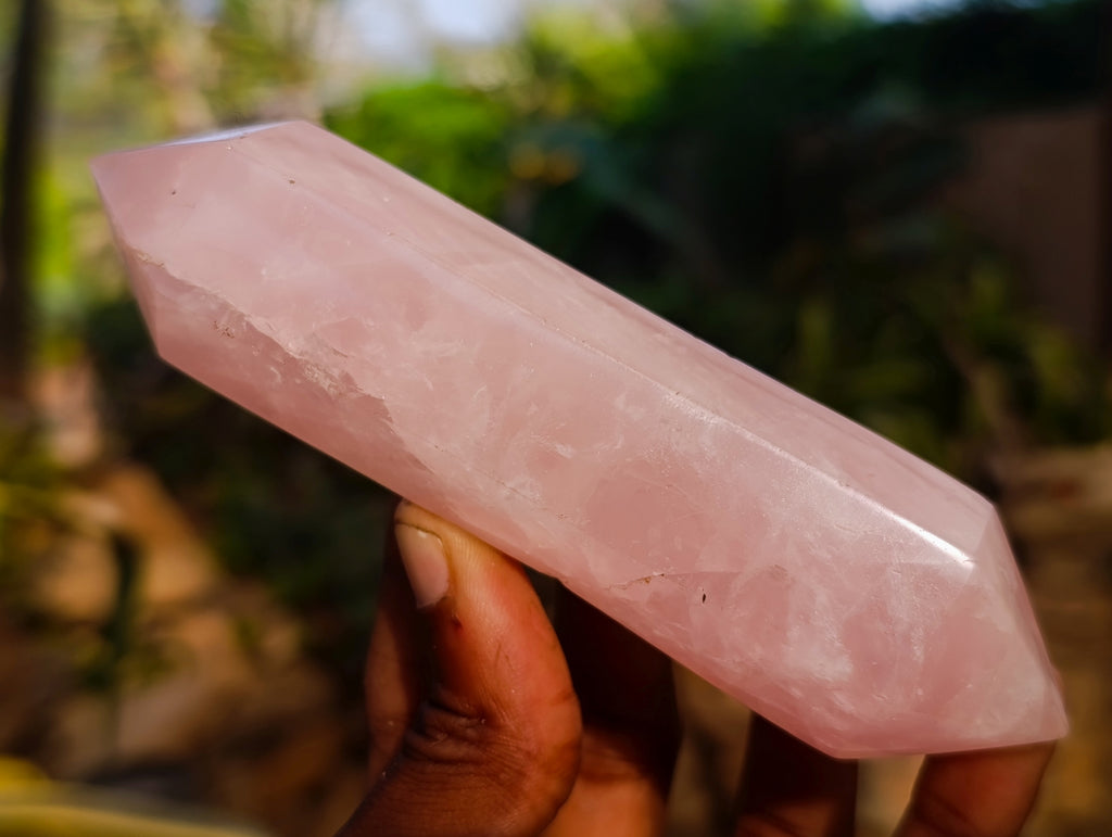 Polished Double Terminated Rose Quartz Points x 6 Ambatondrazaka, Madagascar - Toprock Gemstones and Minerals 