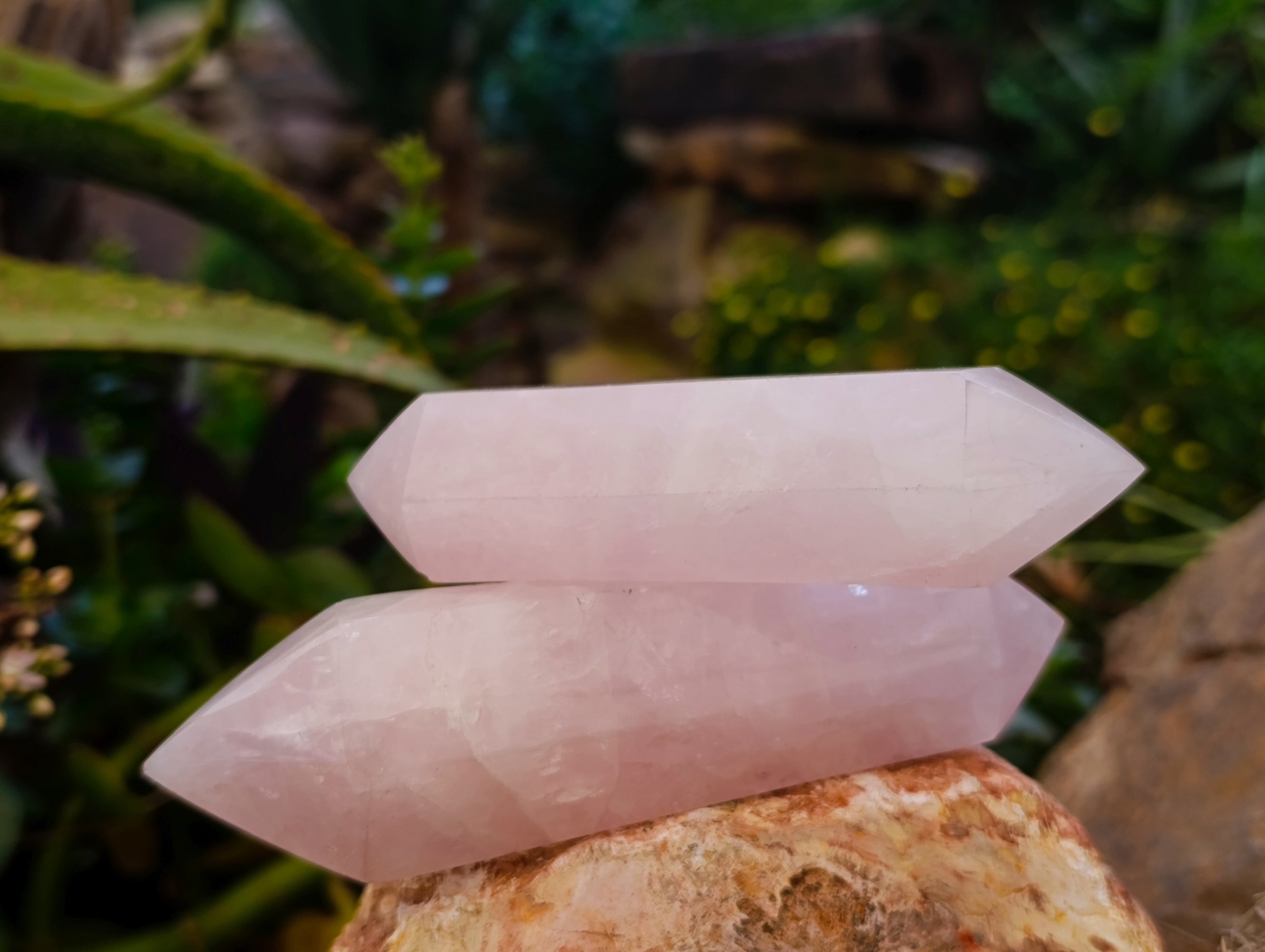 Polished Double Terminated Rose Quartz Points x 6 Ambatondrazaka, Madagascar - Toprock Gemstones and Minerals 